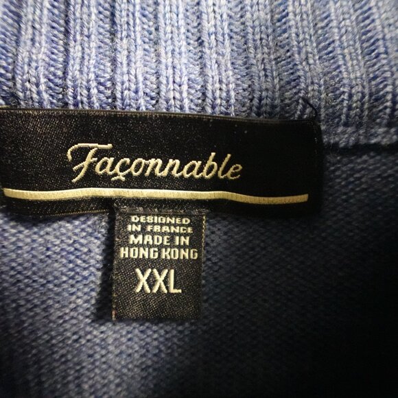 Faconnable wool quarter zip pullover sweater men's XXL blue - Picture 3 of 13